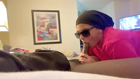 Milf with big tits gets her throat stuffed with a big dick