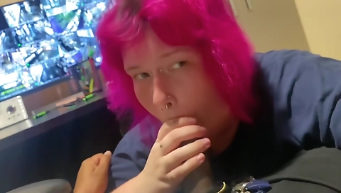 Horny amateur couple with big tits sucking and riding