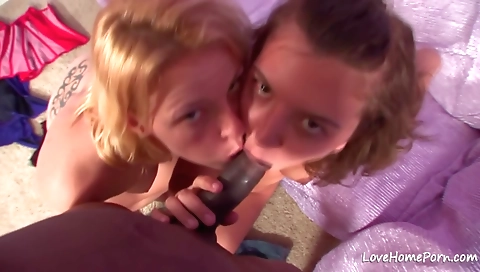 Amateur interracial threesome showing two hot babes