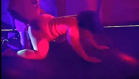 Brunette milf in sexy lingerie and stockings getting it on