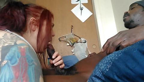 Busty woman with a tattooed body is getting her pussy fucked