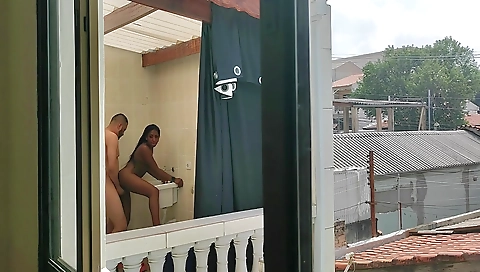 Ebony girlfriend enjoys deepthroat blowjob with her lover