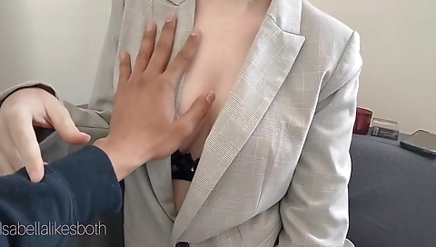 Redheaded stepmom fucks her stepbrother in her tight pussy