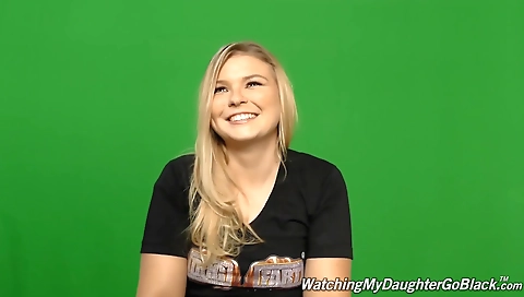 Blonde girl is getting a black guy to do a hot handjob