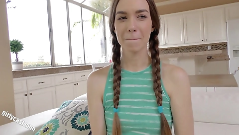 Game show casting scene with a black and brown hottie