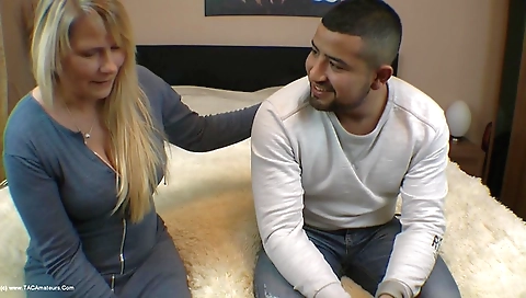 Horny mature milf with a sexy lingerie fucked by step daughter