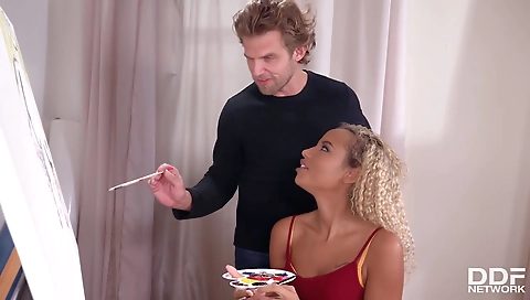 Busty ebony beauty is having some fun with her black lover