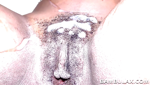 Ebony chick rides her boyfriend's hard dick in POV