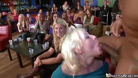 Ebony teen with blonde hair getting fucked in multiple positions