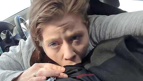 Brunette sucks her boyfriend's big cock and gets facial